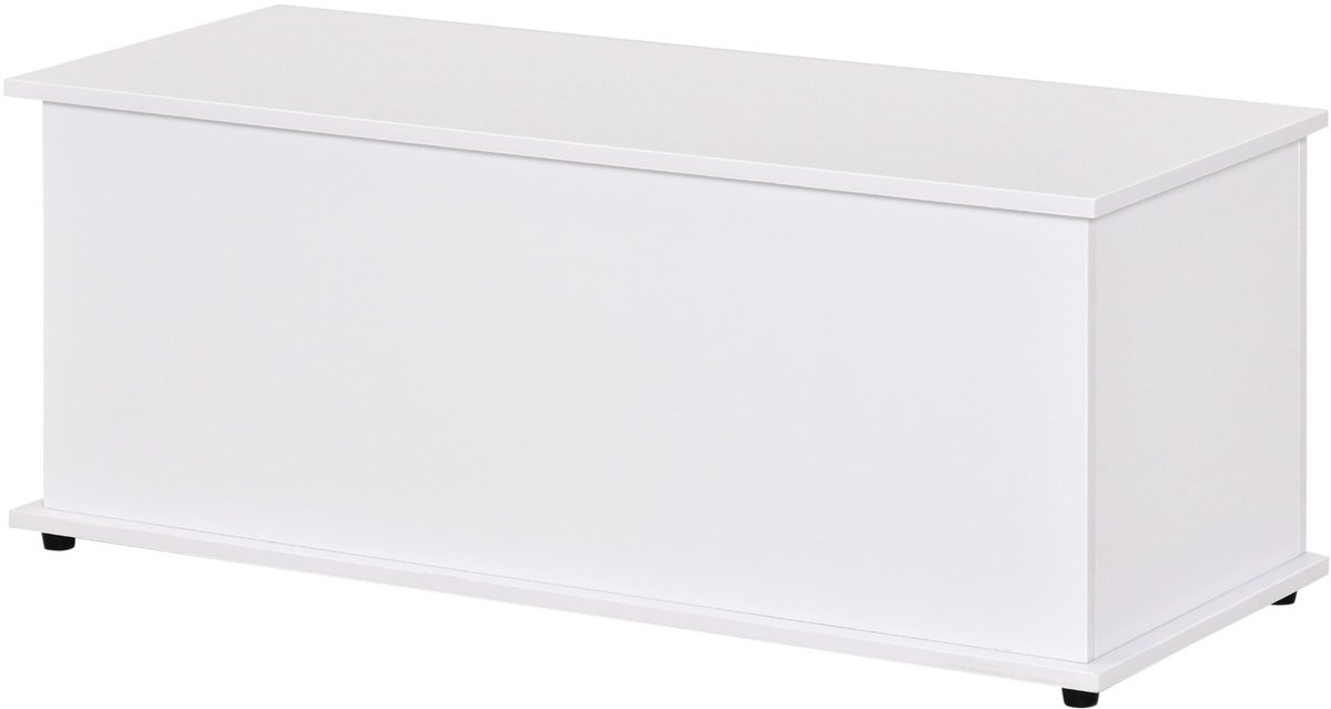 Opbergkoffer speelgoedkist afmetingen 100 l x 40 b x 40 h cm spaanplaat (wit) | Opbergbank, veiligheidsscharnieren, schoenenbank, entree, hal, slaapkamer, woonkamer