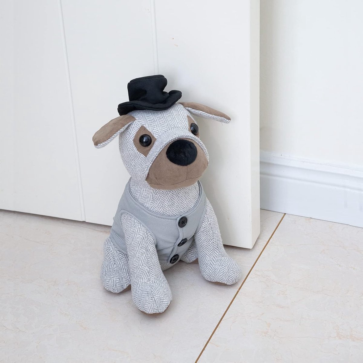 Deurstopper - Decoratieve Dierlijke Deurstopper voor Thuis en Kantoor, Verzwaarde Interieur Stof - Gentleman Geklede Hond