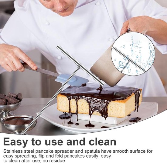 Crêpeverdeler, T-vormig hoekpalet taart, 32 cm houten handvat — afbeelding 3