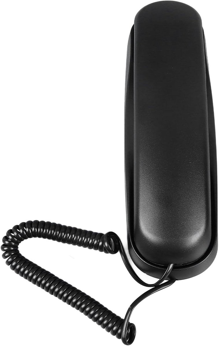Vaste Telefoon - Wandtelefoon Huistelefoon - Efficiënt Communiceren - Ruimtebesparend Ontwerp - 22.3 x 8.9 x 7.2 cm - Zwart