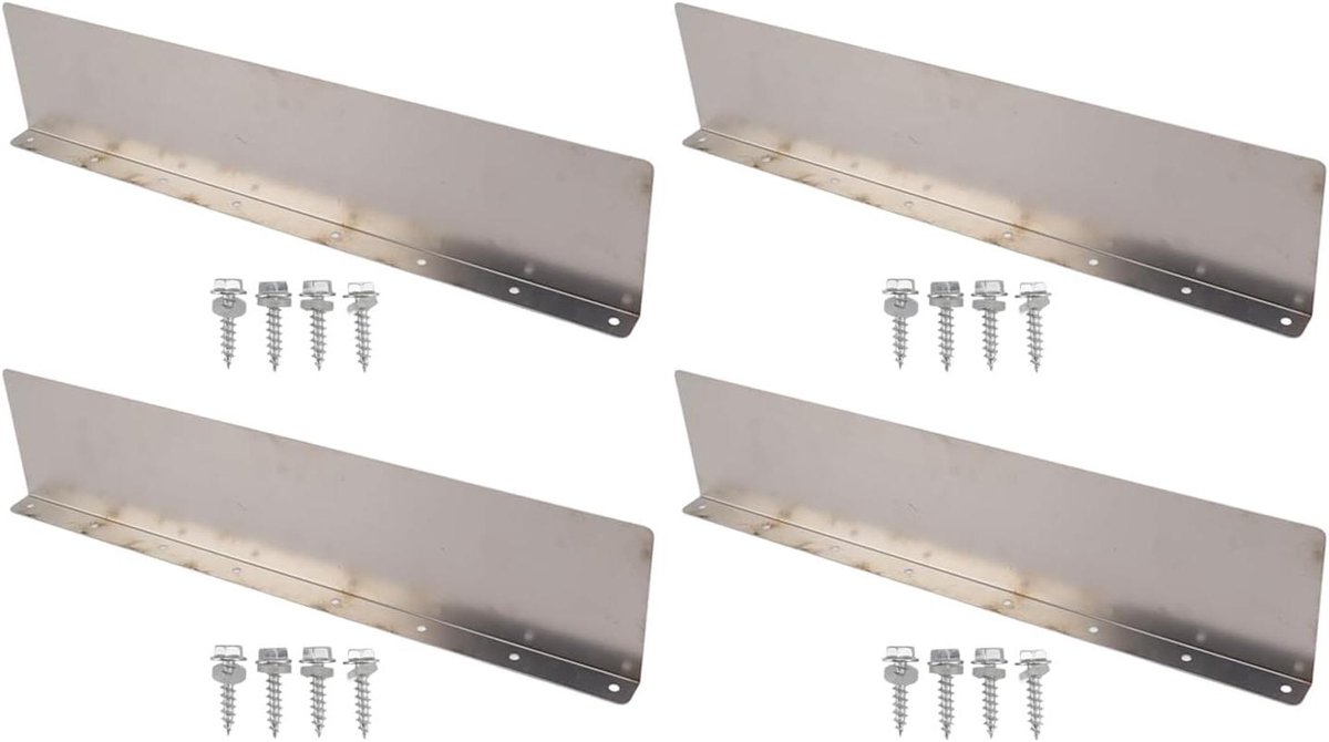 Dakgootbeschermer set - Regenafleider Spatscherm - Wateroverlast Beheersen - Oxidatiebestendig Aluminium - 40 x 10 x 3 cm - Aluminiumkleurig