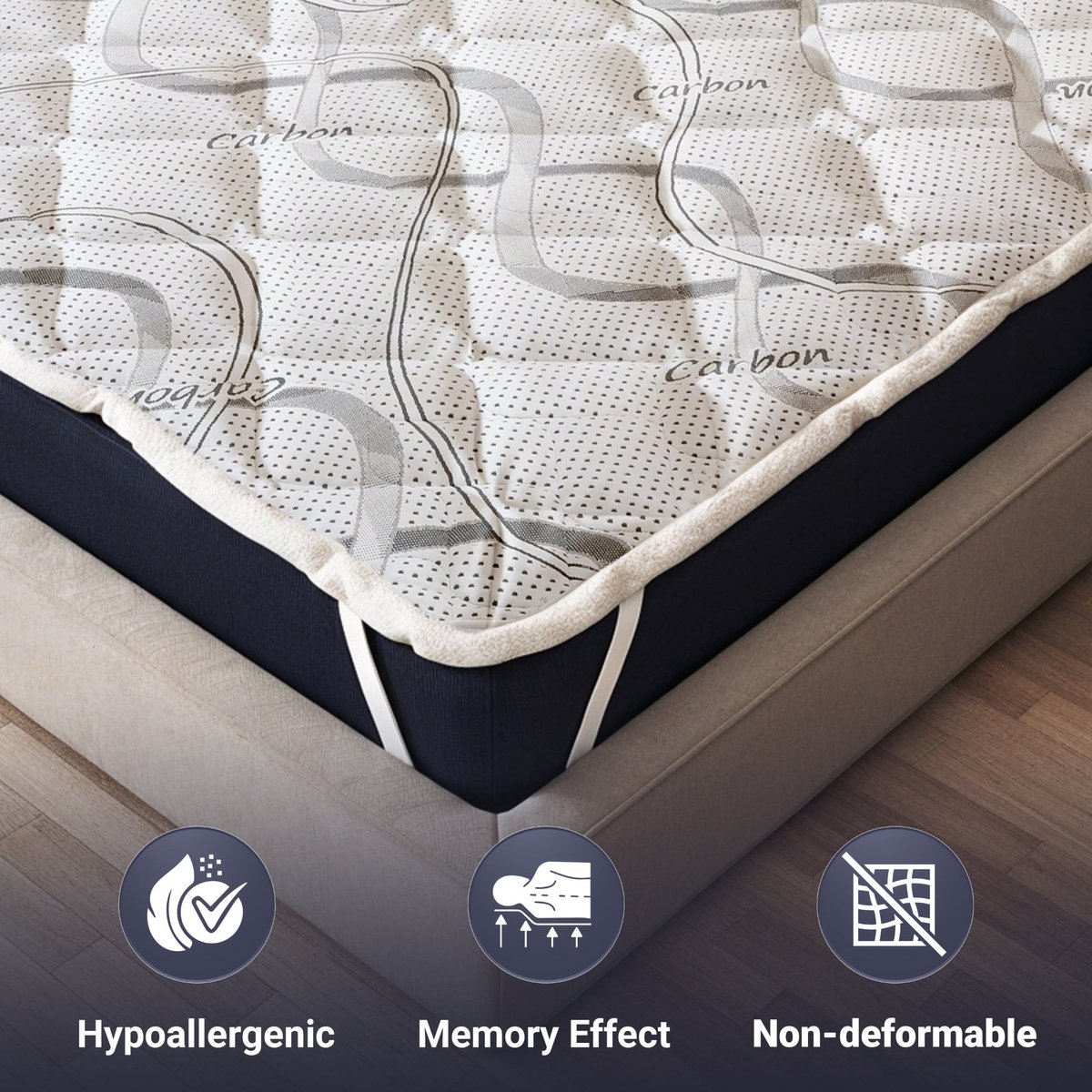 White Stone The White Stone Topmatras 165x195 ademend hoogte 5 cm | Ergonomische matraskorretor | Vulling van zachte watten | Hypoallergeen en anti-huismijt stof Bianco