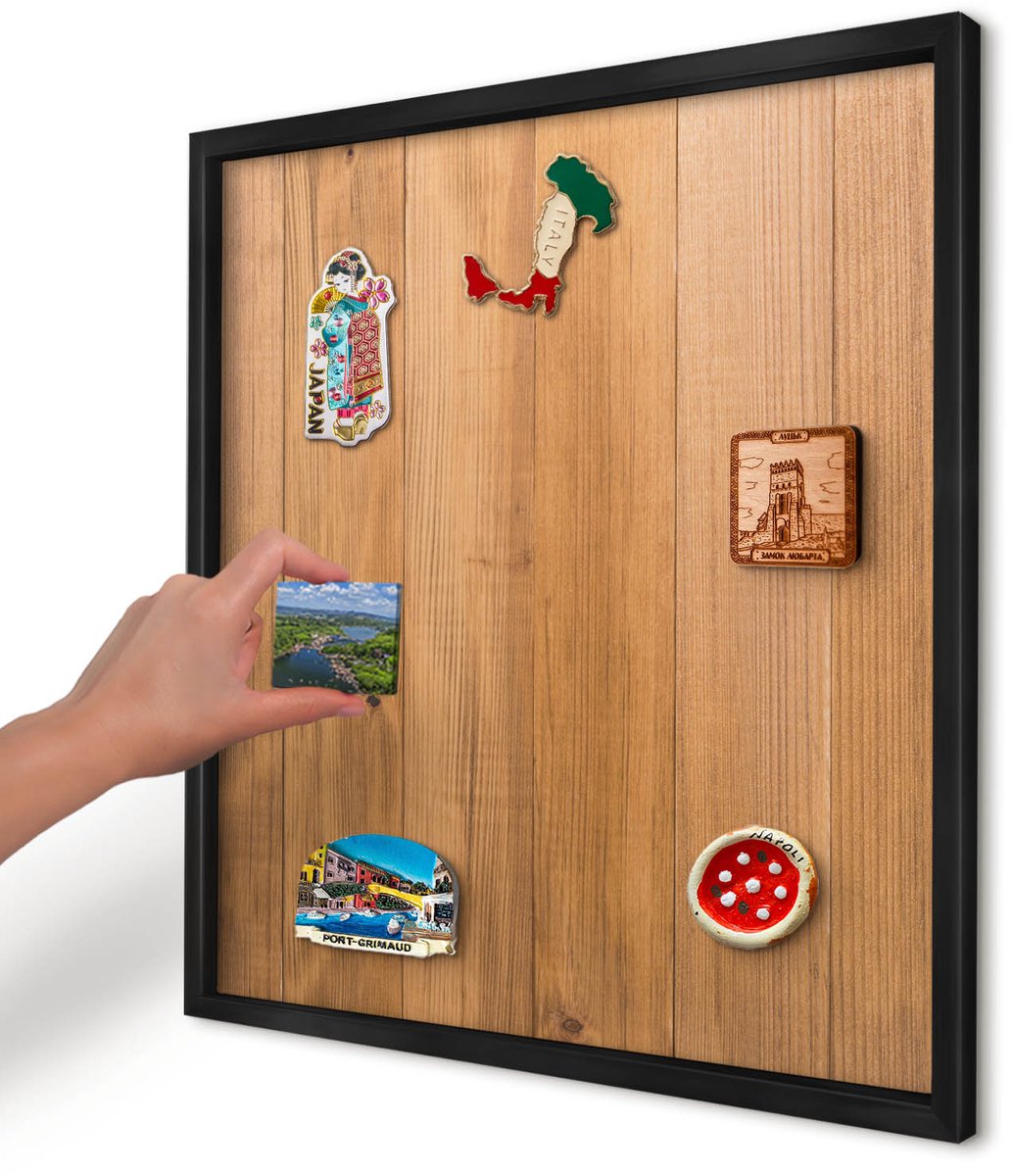Artprintcave Bruin Magneetbord mit Zwart Frame - 50x50 cm - Houtstructuur Magneet Bord mit Frame - Minimalist Magnetisch Bord Voor Magneten - Texturen