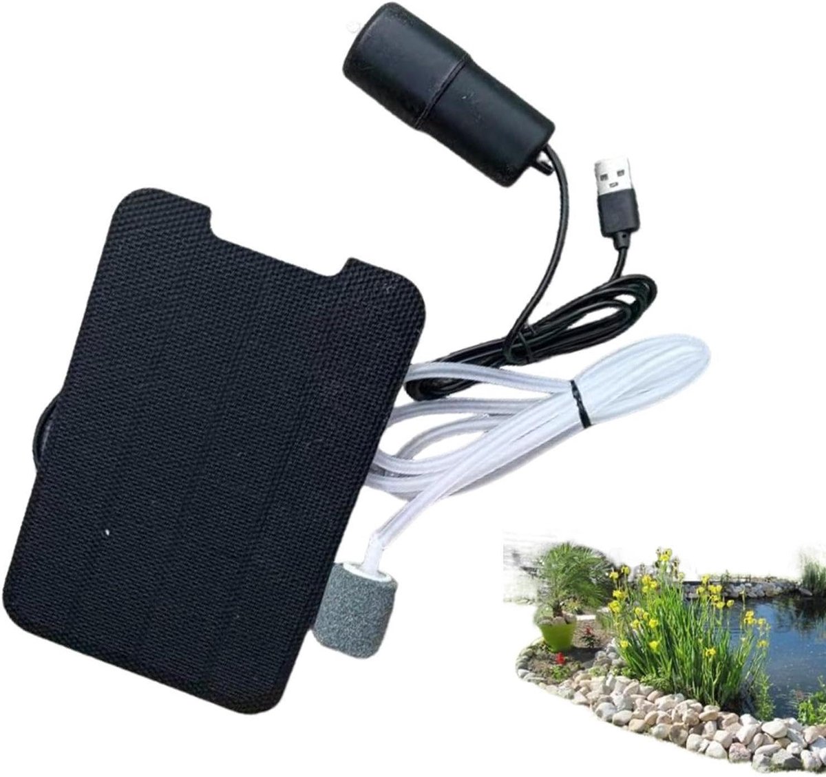 Vijver Ventilator - Zuurstofpomp Aquarium - Waterkwaliteit Verbeteren - Dubbele Energiebron - 18 x 15 cm - Uniek