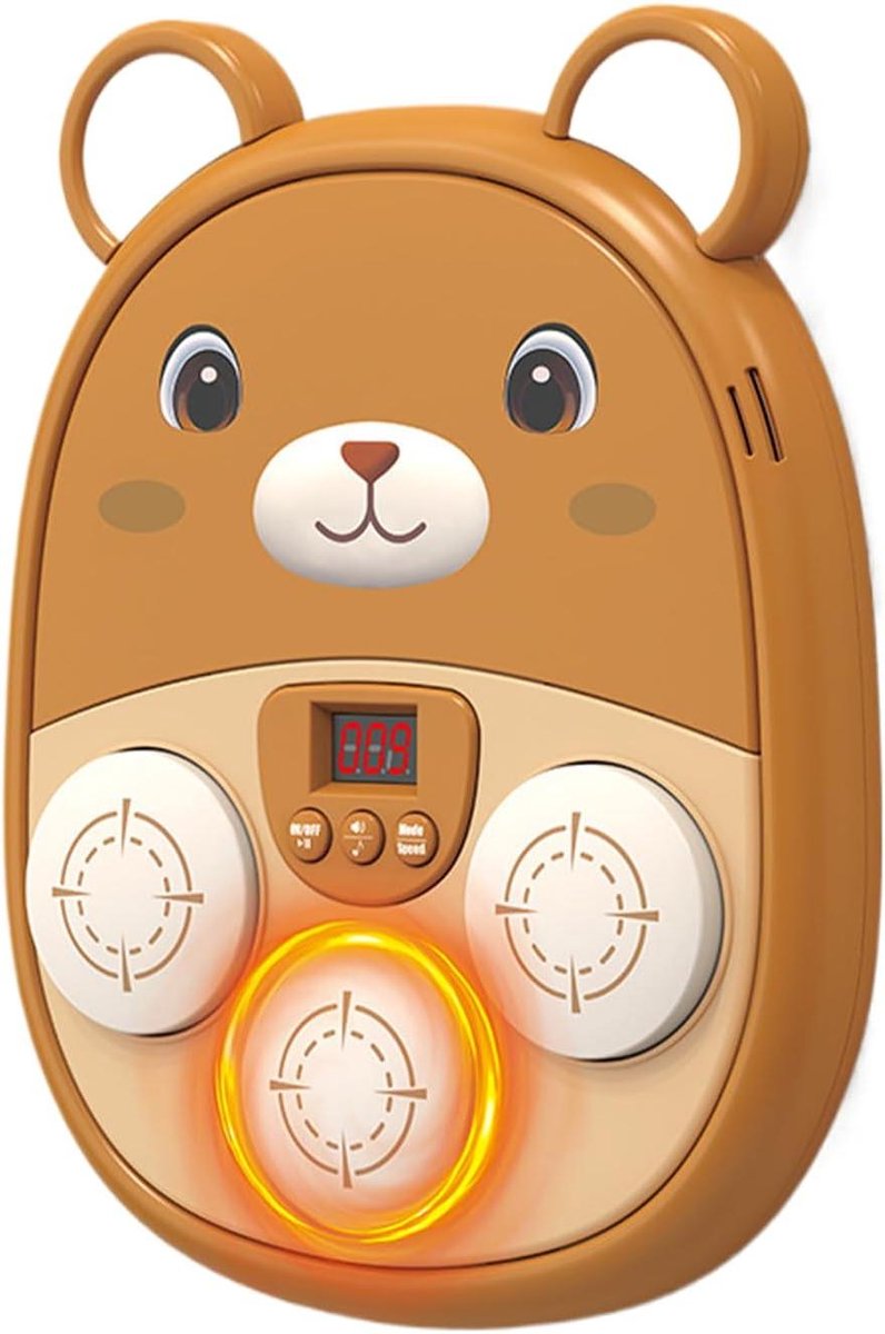 Boksmachine met Muziek - Reactie Trainer - Thuis Sporten - LED Verlichting - 27 x 27 cm - Bruin
