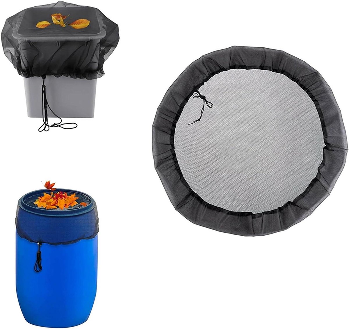 Regenton Net - Regenwater Opvang Net - Water Opslag Beschermen - Fijnmazig Gaas - 60 cm Diameter - Zwart