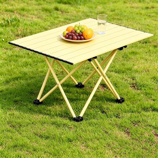 Ultralichte opvouwbare campingtafel 68x48x41 cm Gele strandtafel voor buiten Inklapbare picknicktafel ideaal voor reizen en backpacken — afbeelding 3
