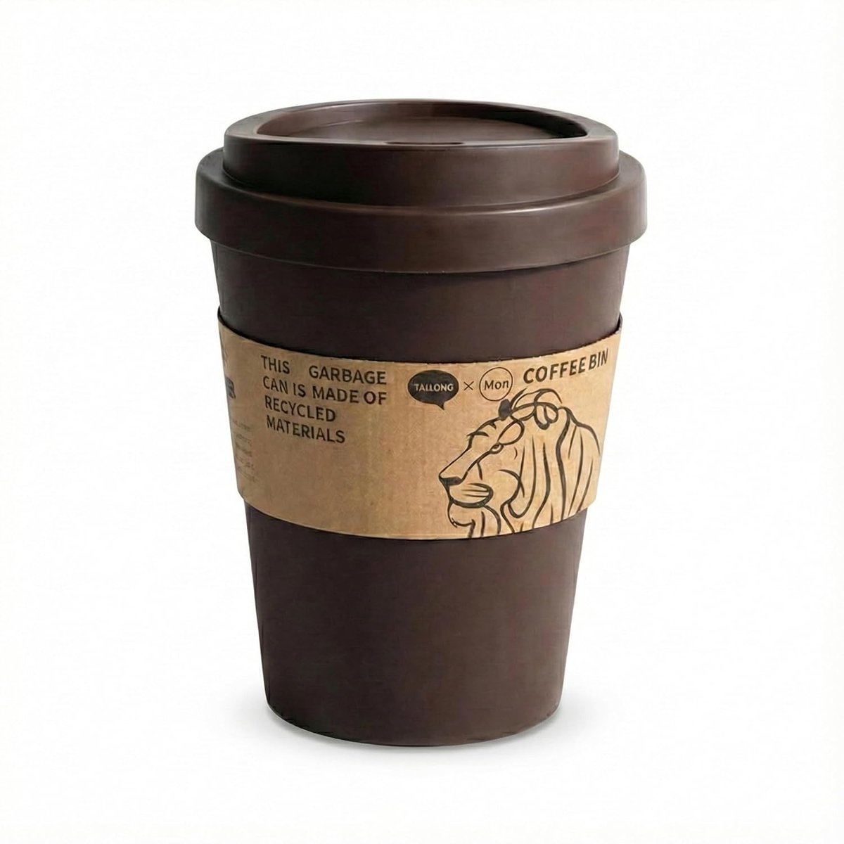 SnelShoppen - Paper Basket XXL Coffee Cup Afvalemmer met Draai Deksel 11 Liter - Grappige Prullenbak voor Kantoor, Keuken en Woonkamer - Koffiemok Des