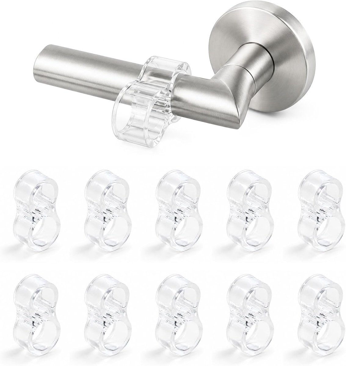 SnelShoppen - Deurstopper set van 10 stuks, transparant 8-vorm, deurgreepbescherming voor 15-18 mm deurklinken, wandbescherming en deurbuffer voor deu