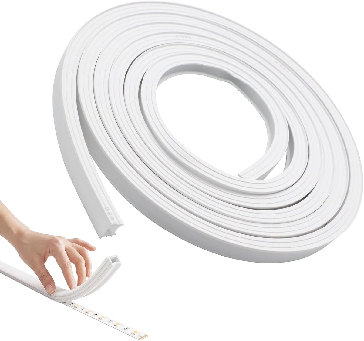 SnelShoppen - 3 m Siliconen Profiel, Flexibel Materiaal, Akoestische Panelen, LED-afdekking, Melkwit, Doe-het-zelf Afdekking voor LEDstrips ≤ 6 mm, Ne
