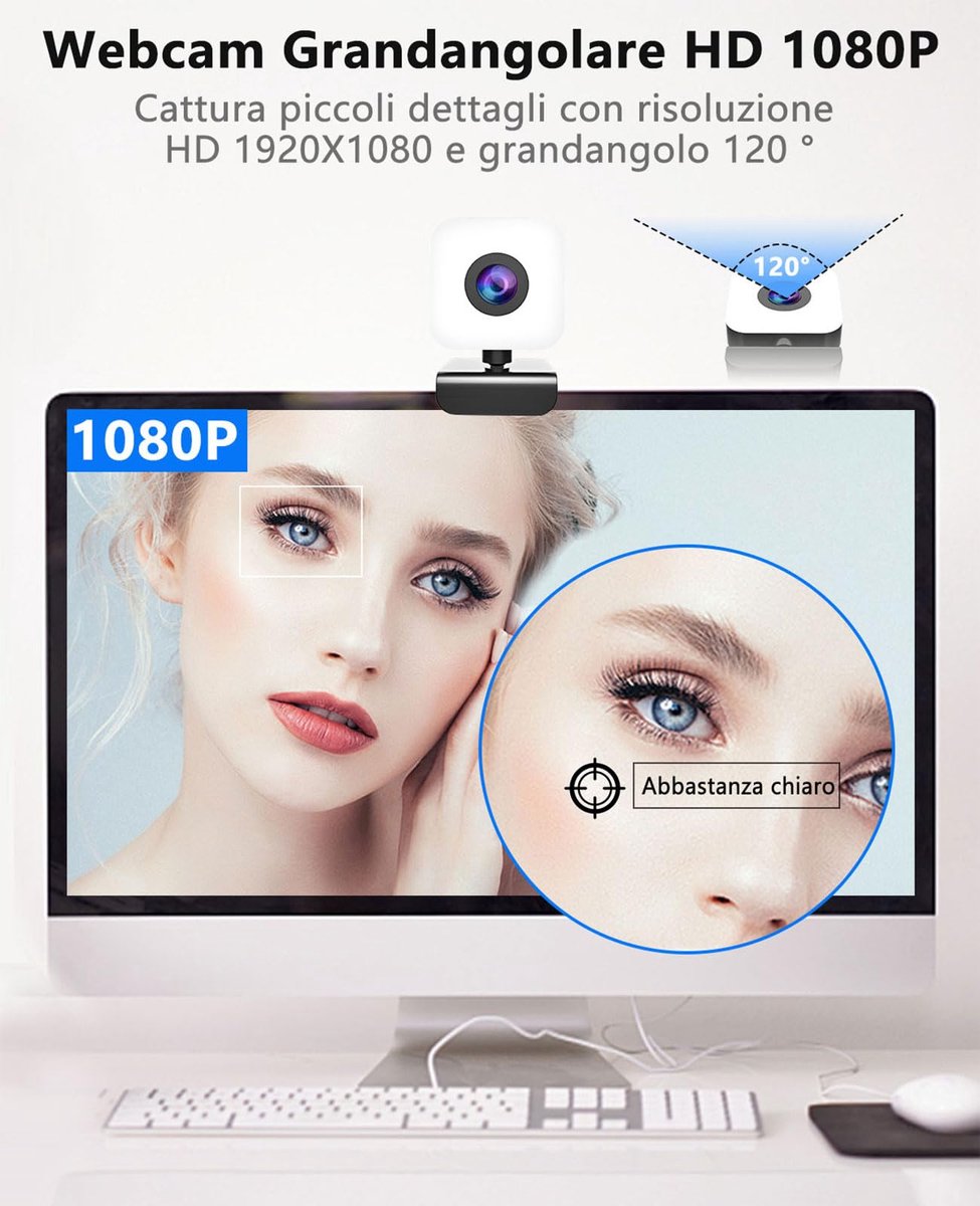 SnelShoppen - Webcam met Microfoon, 1080p Full HD Camera voor PC en Laptop, Ideaal voor Videoconferenties en Streaming, Zwart, Plug & Play