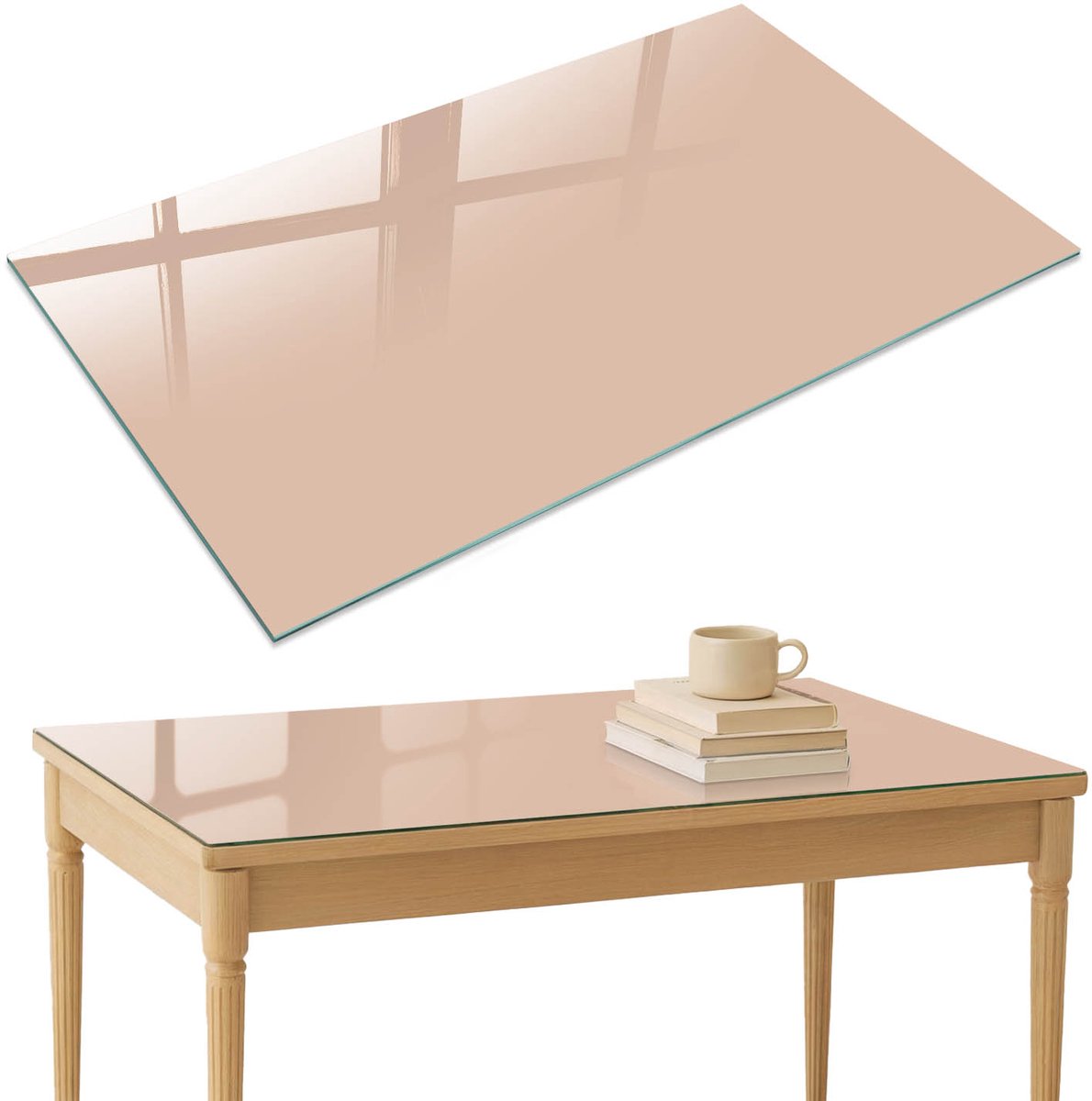 ArtPrintCave Warm beige Glazen Tafelblad 120x80 cm - Tafelblad Rechthoek - Beige Glasplaat - Achtergronden en patronen Bureaublad