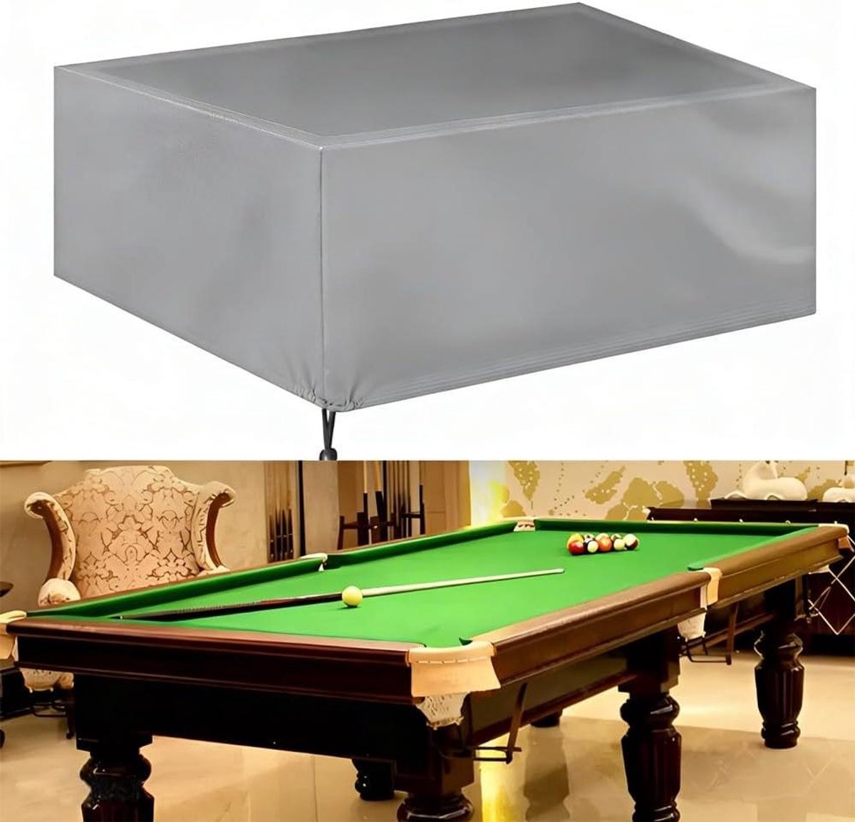 Biljarttafel Beschermhoes - Tafelhoes Pooltafel - Tafel Beschermen - Waterdicht Oxford Weefsel - 260x135x82cm - Grijs
