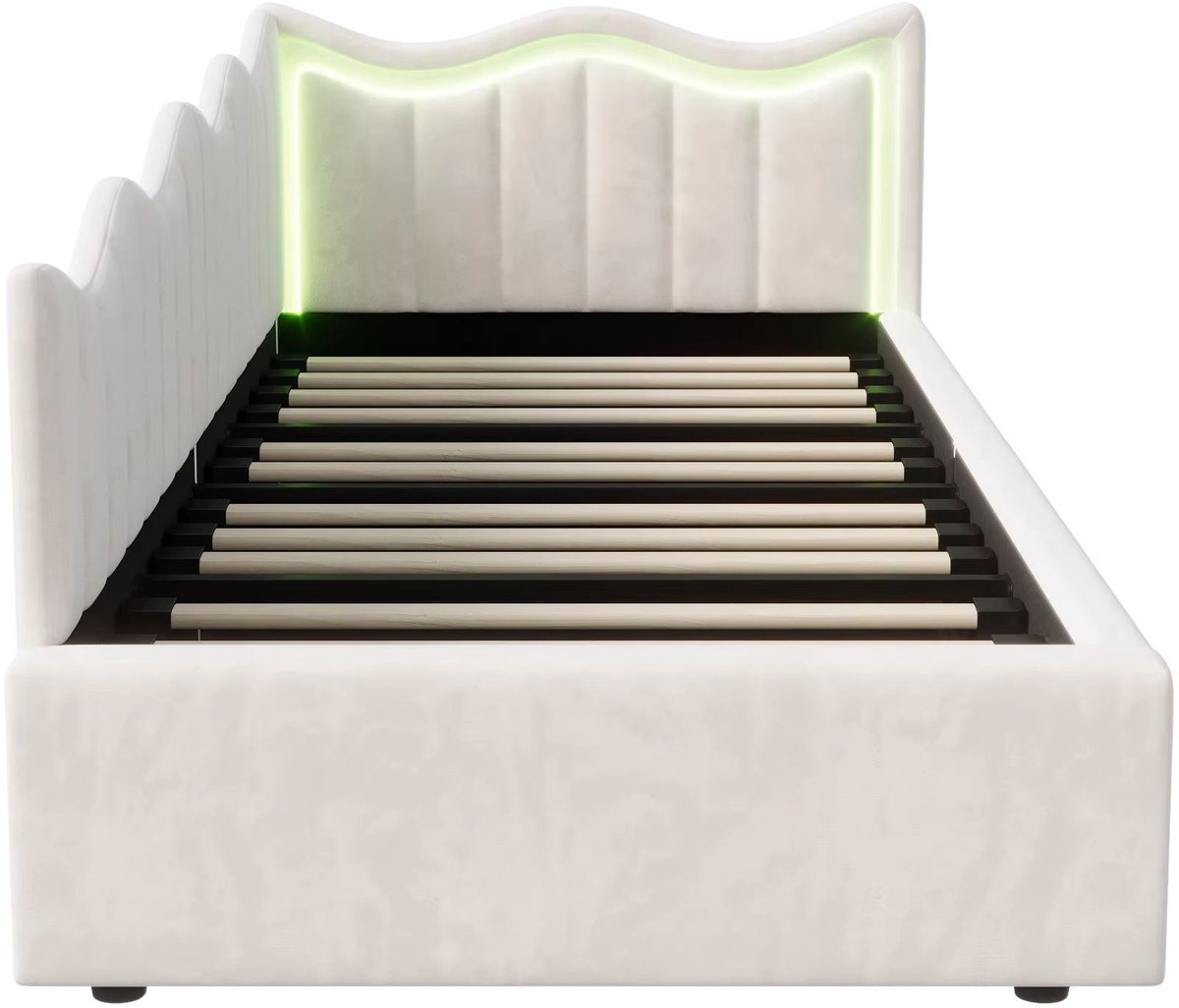 Kinderbed 90x200 cm - met Lattenbodem, Opbergruimte, Hoofdbord, LED