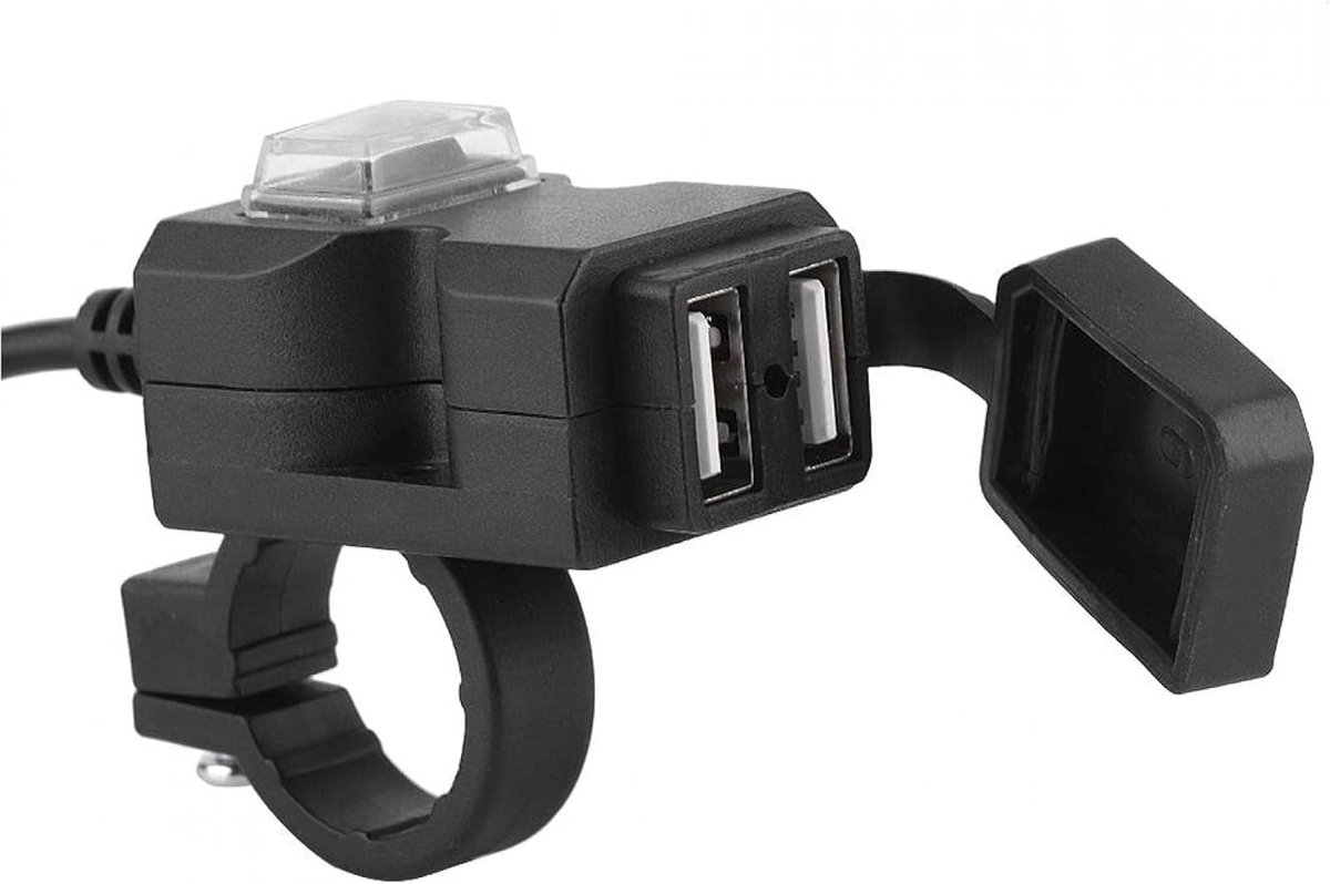 SnelShoppen - 12V Dubbele USB Poort Motorradlader - Waterdicht Lenker Ladeadapter 5V 1A/2.1A voor Motoren en Elektrische Voertuigen
