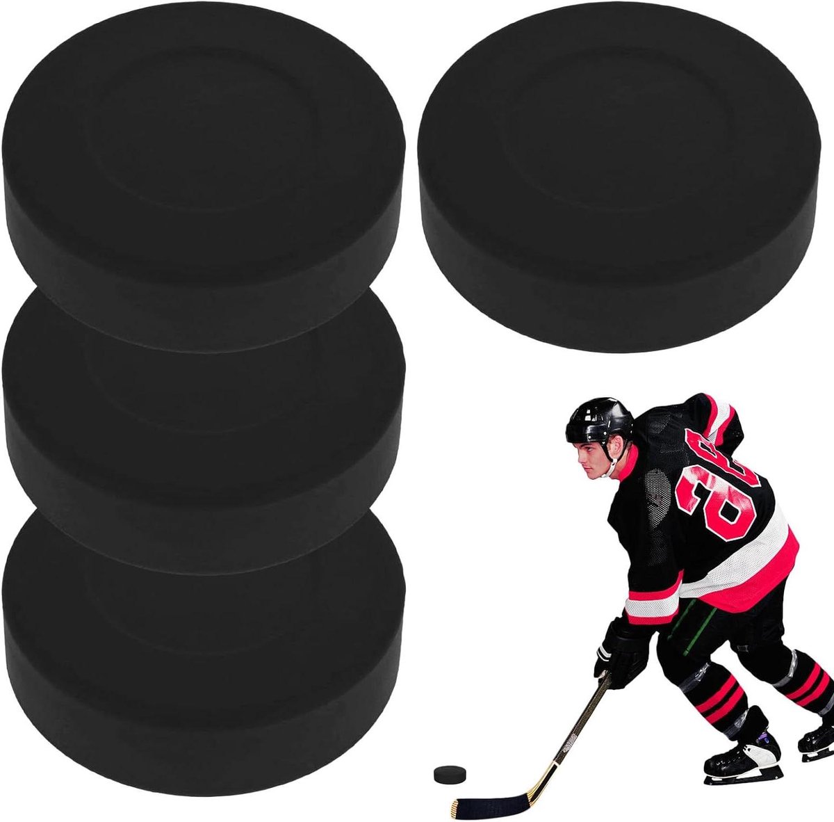 Hockey Pucks Oefenbal - Trainingspucks IJshockey - Sport Training - Duurzaam PVC Materiaal - Standaard Maat - Zwart