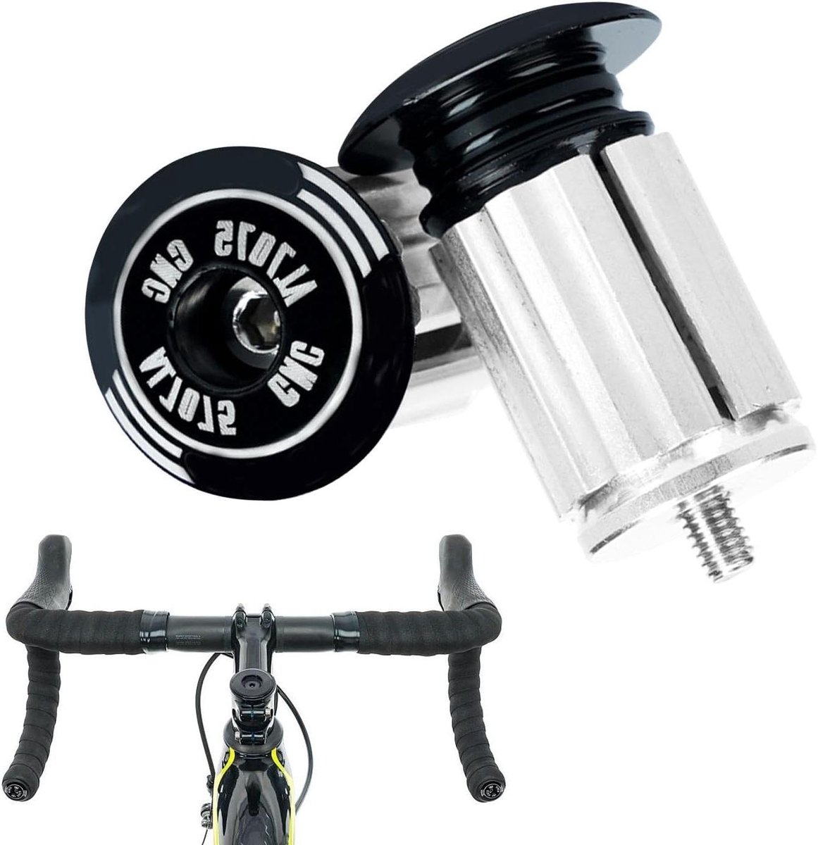 Stuurdoppen - Stuuruiteinden Bar Ends - Fietsen Verbeteren - Geanodiseerd Aluminium - 2.3 x 3.2 cm - Zwart