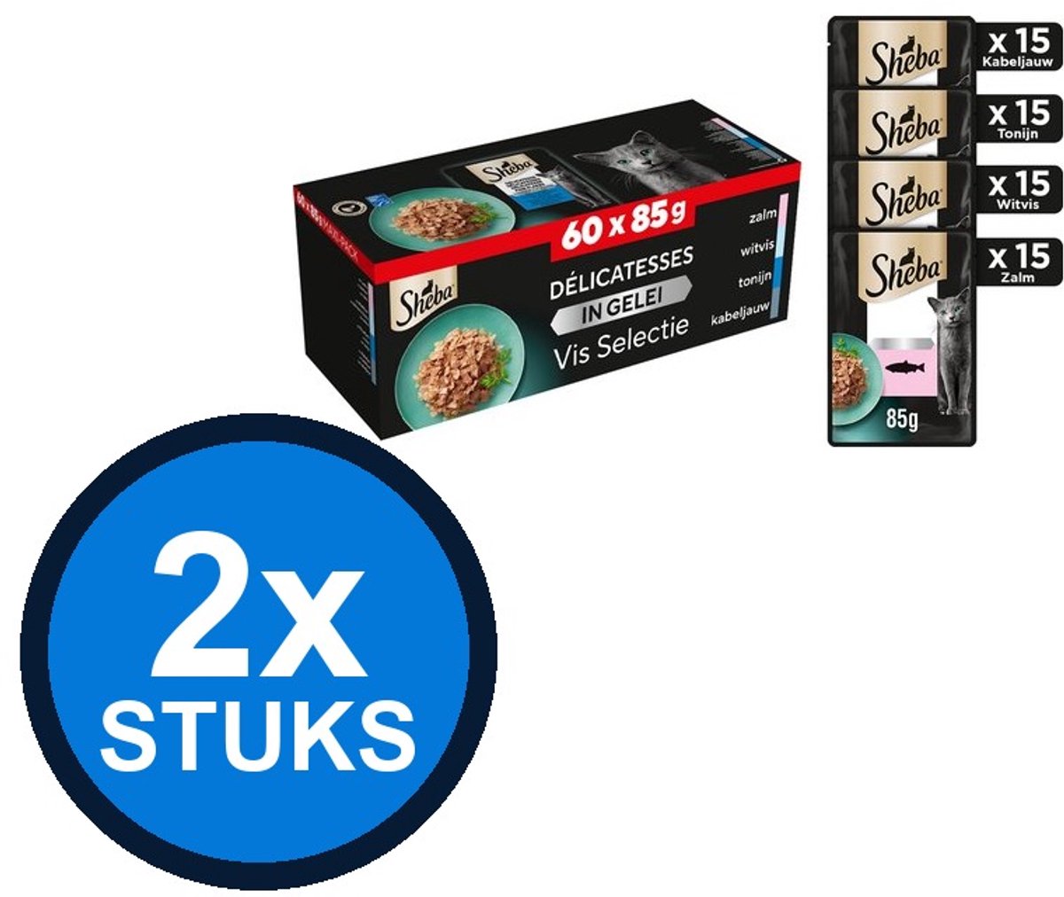 2x Sheba - Délices du Jour pouch gelei vis sel mp 60x85gr