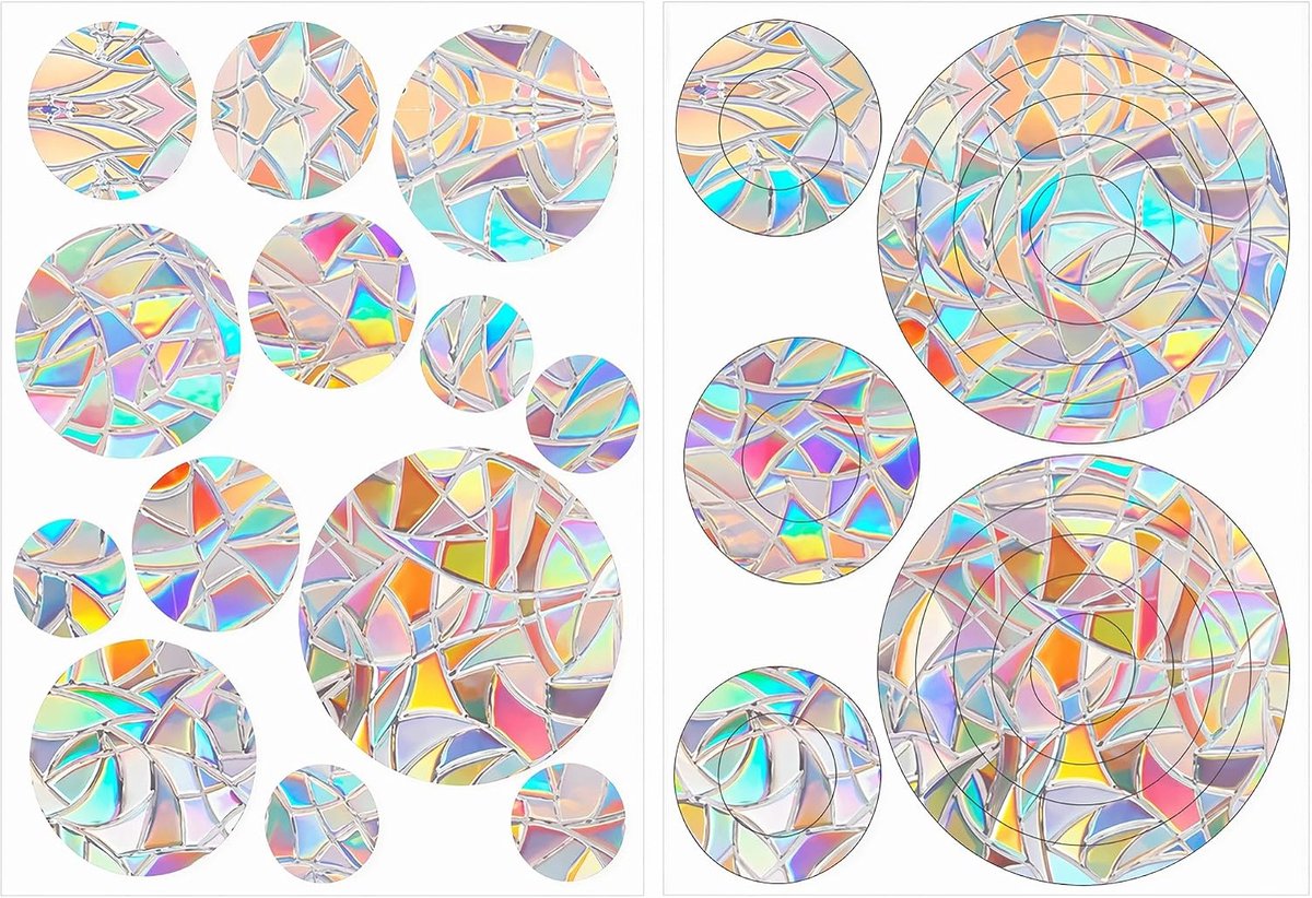 SnelShoppen - Raamstickers Set van 120 - Statische Raamfolie tegen Vogelslag - Decoratieve Folie met Regenboogprisma Effect voor Zonwering en Lichtbre