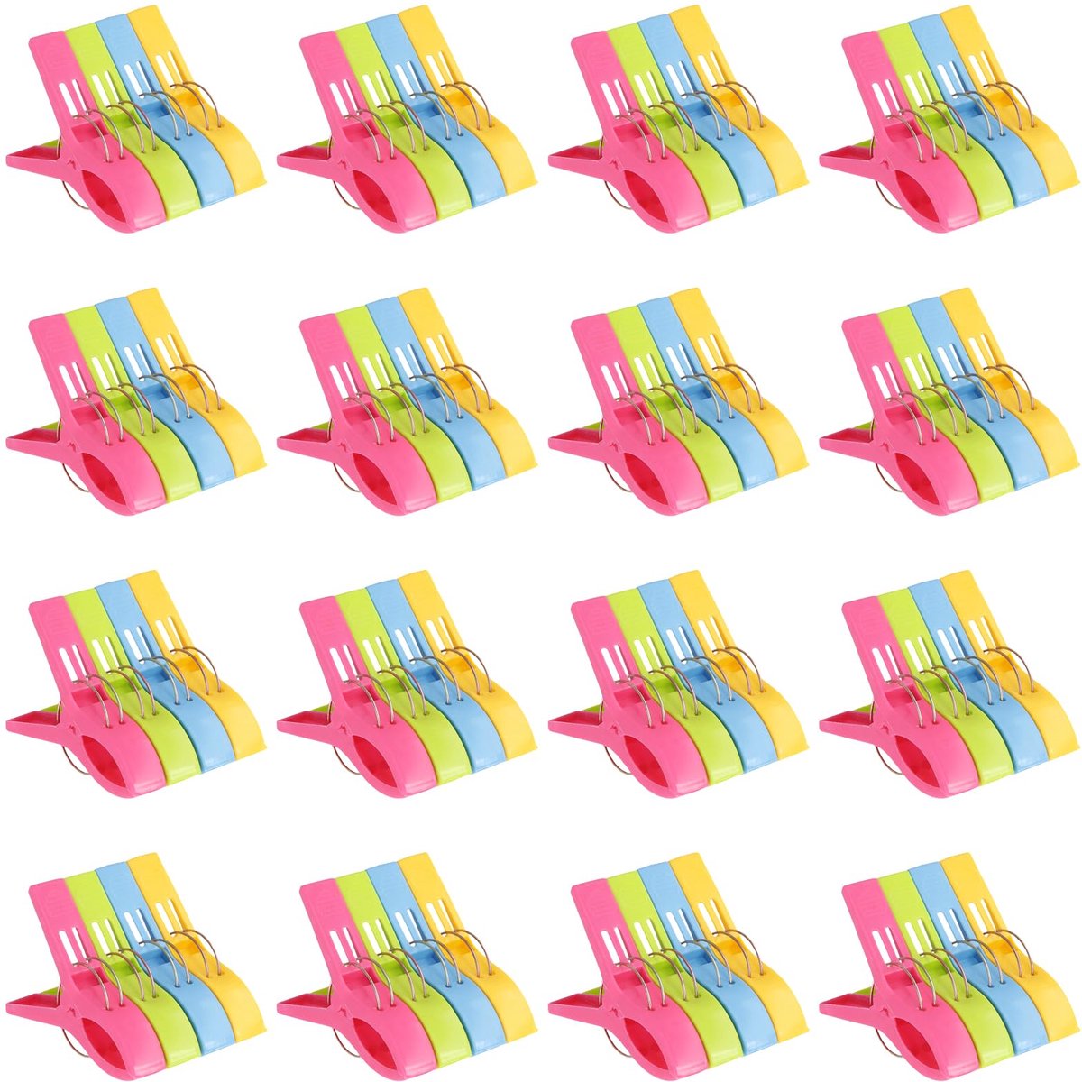 Dailygoods - 64 stuks Grote kunststof wasknijpers - Handdoekklemmen voor kleding en strandlakens