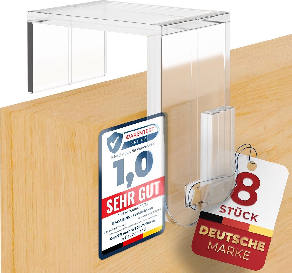 SnelShoppen - Set van 8 Transparante Raamhaken - Decoratieve Haakjes voor Verven, Deuren, en Ramen - Makkelijk te Installeren - Ideaal voor Feesten, T