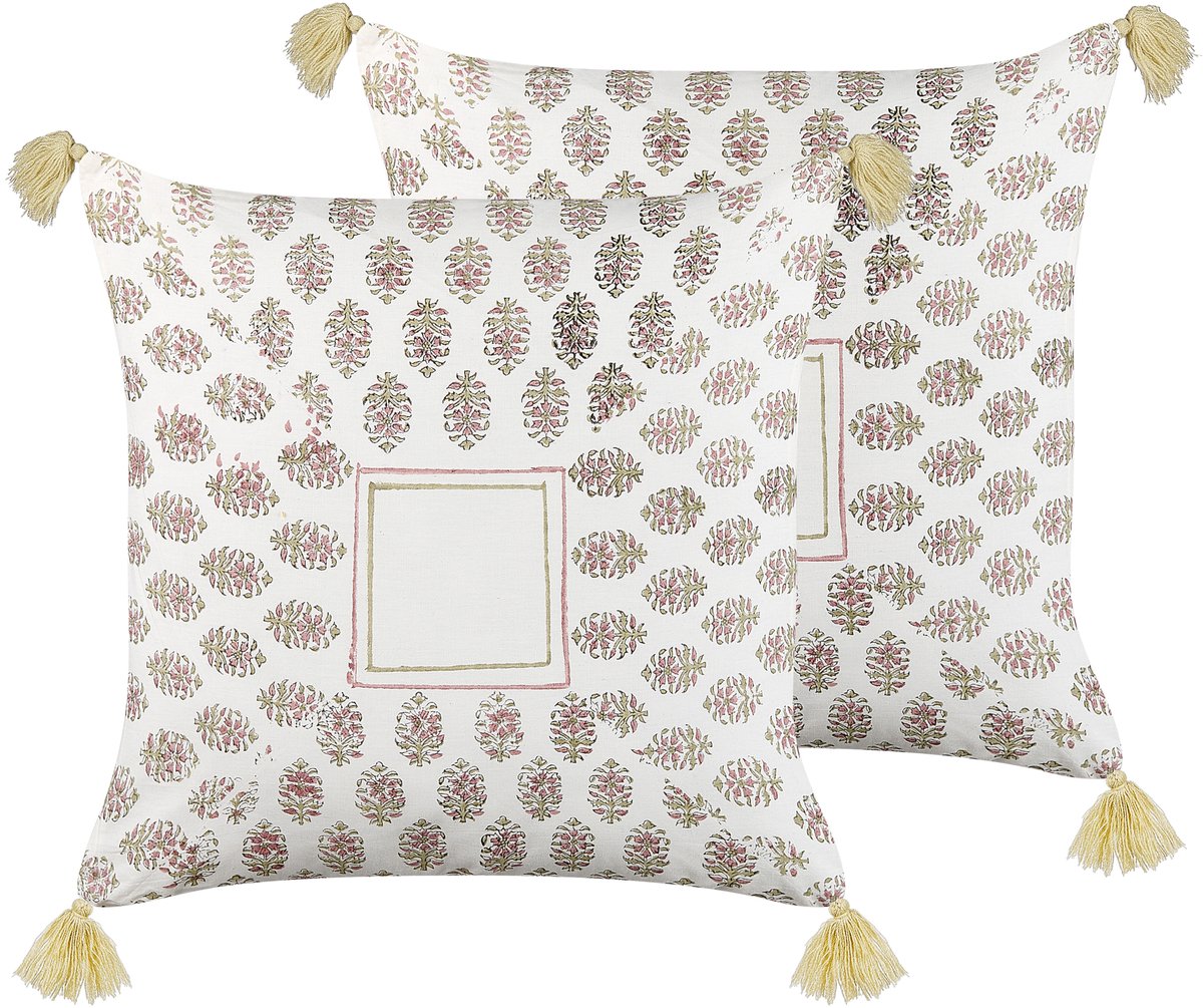 Beliani SETOSA - Sierkussen set van 2 - Multicolor - 45 x 45 cm - Katoen Meerkleurig