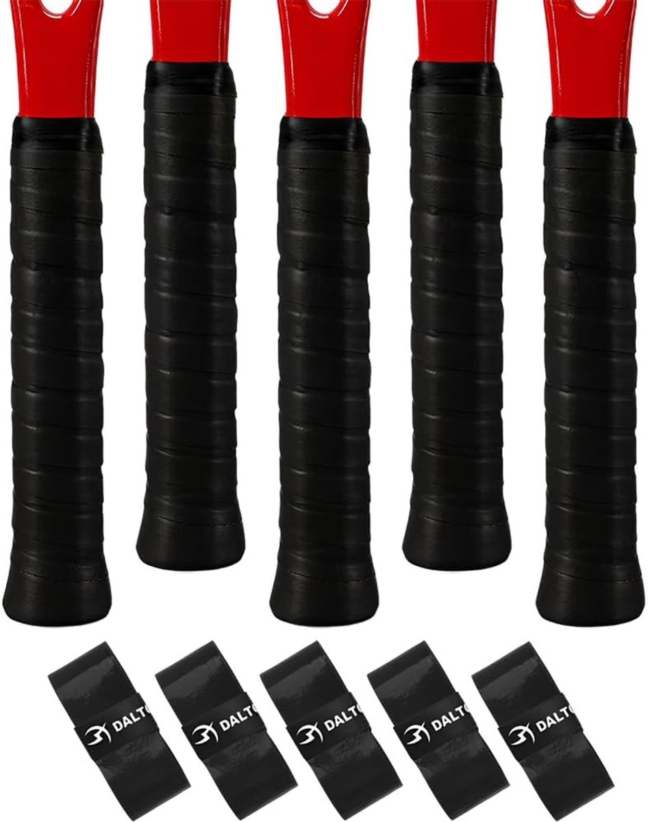 Vervangend Racket Grip voor Tennis, Badminton en Squash - Antislip, Perforeerbare en Absorberende Handgrepen, Set van 5 Stuks in Zwart