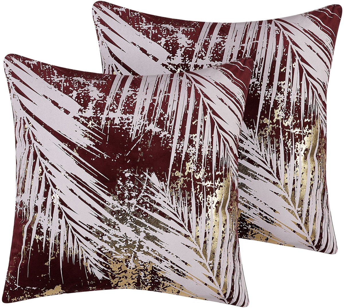 Beliani CALLA - Sierkussen set van 2 - Bordeaux - 45 x 45 cm - Fluweel Rood