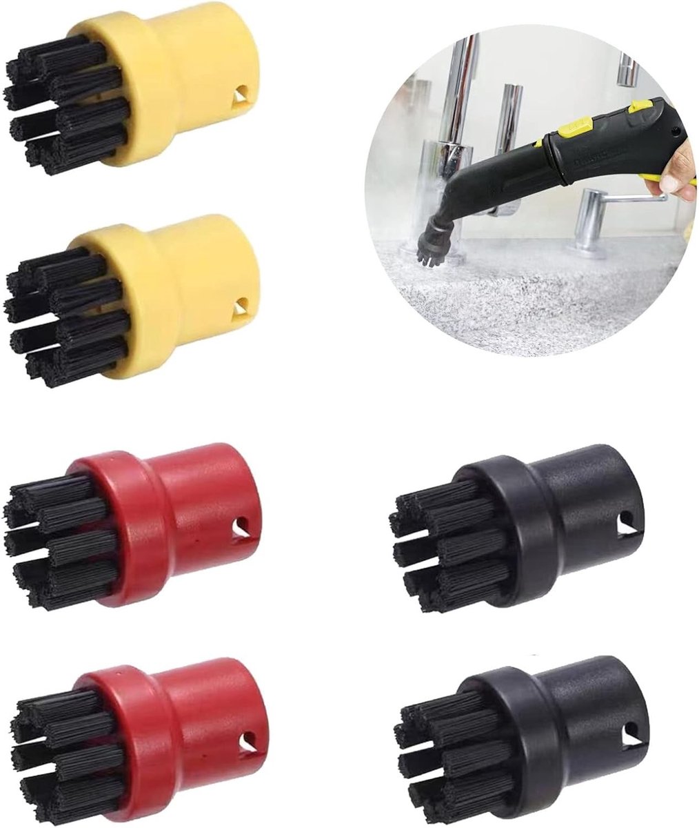 Ronde Stoomreinigingsborstels - 6 Stuks Accessoires voor Stoomreinigers, Geschikt voor Diverse Modellen en Effectieve Reiniging