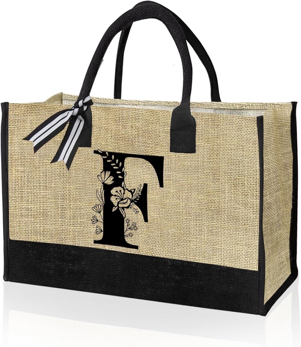 Unieke Canvas Tas met Initialen, Perfect als Strandtas, Cadeau voor Verjaardagen, Bruiloften en Vakanties, Geweldig voor Vrouwen, Moeders en Leraren