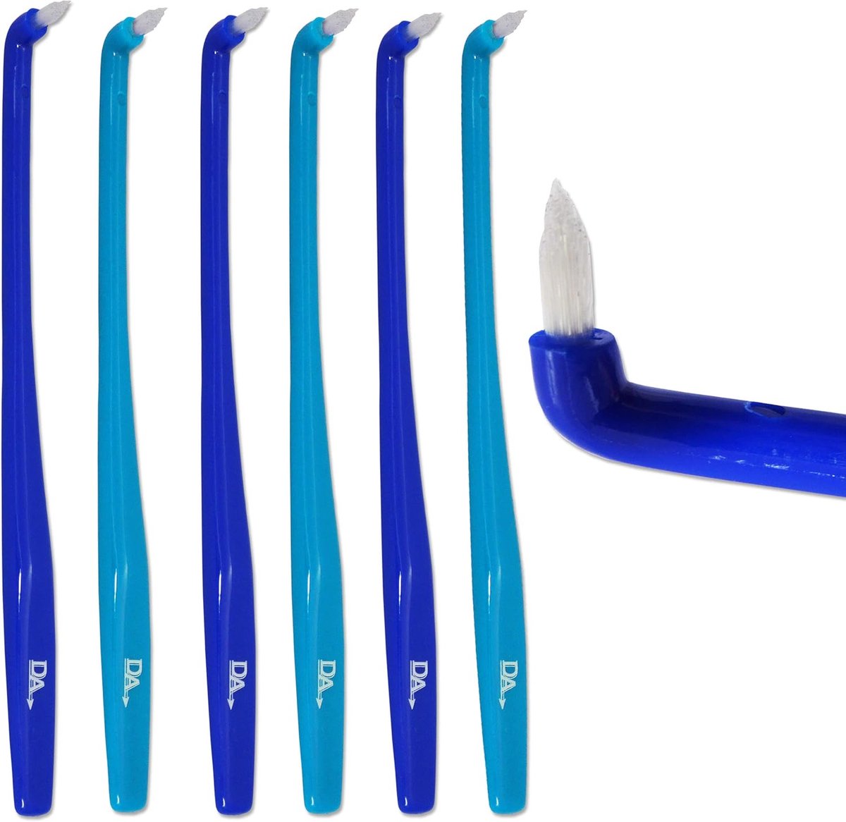 SnelShoppen - 6 x Slim Interspace Tandenborstels - Blauwe Borstels voor Orthodontische Beugels & Bruggen - Precisie Reiniging - Interdentale Eind - Bu
