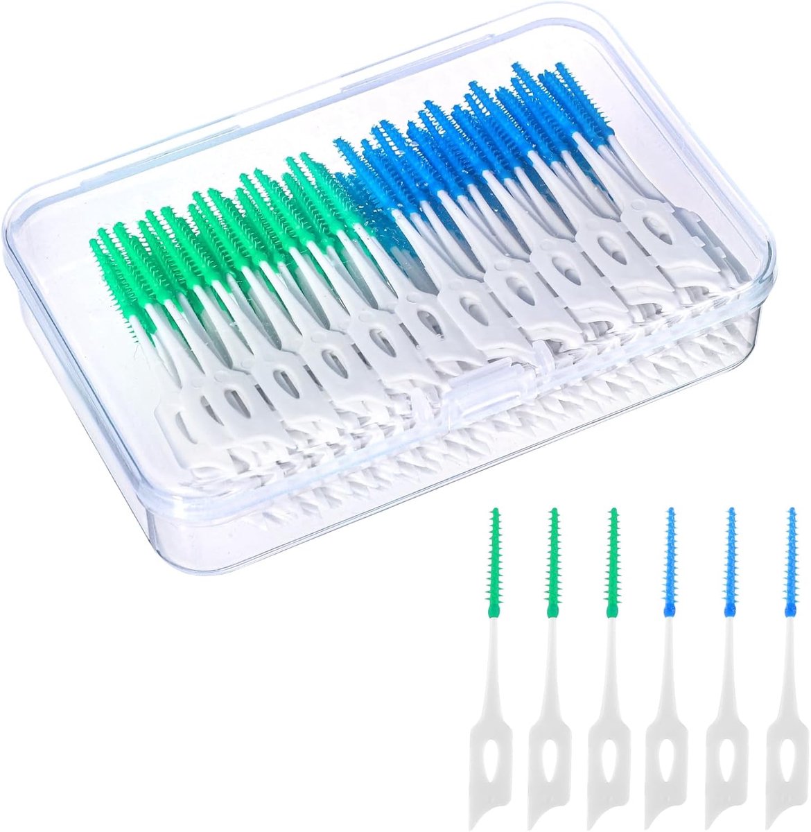 SnelShoppen - 200 Stuks Interdentale Borstels, Silicone Tandenborstels, Tandenborstels met Doos, Draagbare Dual Use Flossticker voor Tandheelkundige R