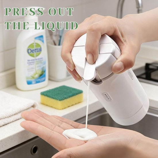 SnelShoppen - Travel Dispenser Bottle 4 in 1, Refillable Shampoo Conditioner Flessen, Compact en Ruimtebesparend voor Vakantie en Zakenreis, Wit — afbeelding 5