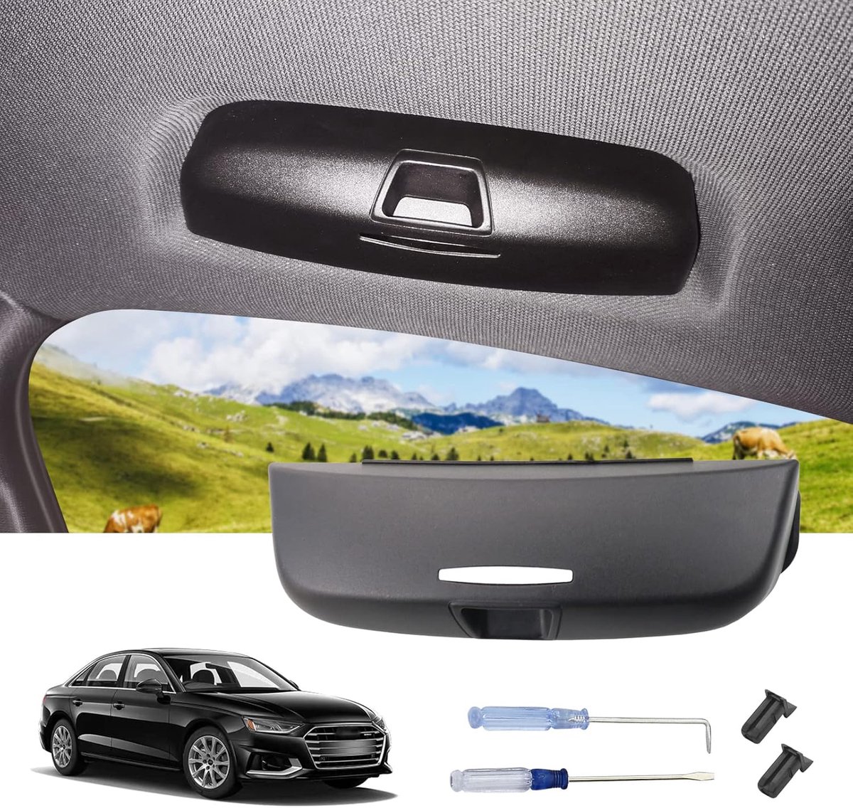 SnelShoppen - Sunglasses Holder voor Audi A3 A4 A5 A6 Q3 Q5 Q7 S3 S4 S5 - Duurzame ABS Materialen, Glazenhouder, Interieur Accessoires, Ideaal voor Au