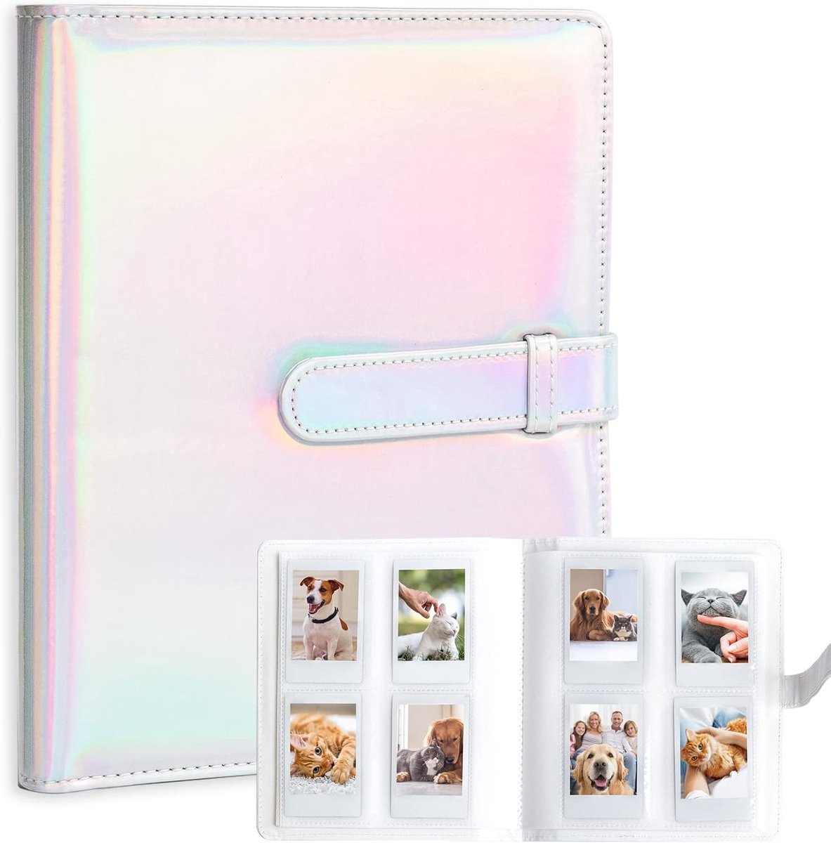 SnelShoppen - 256 Pockets Foto Album Foto Kaart Binder Houder voor Fujifilm Instax Mini Camera's 7s 8 9 11 12 - Magic Silver - Ideaal voor Feesten en