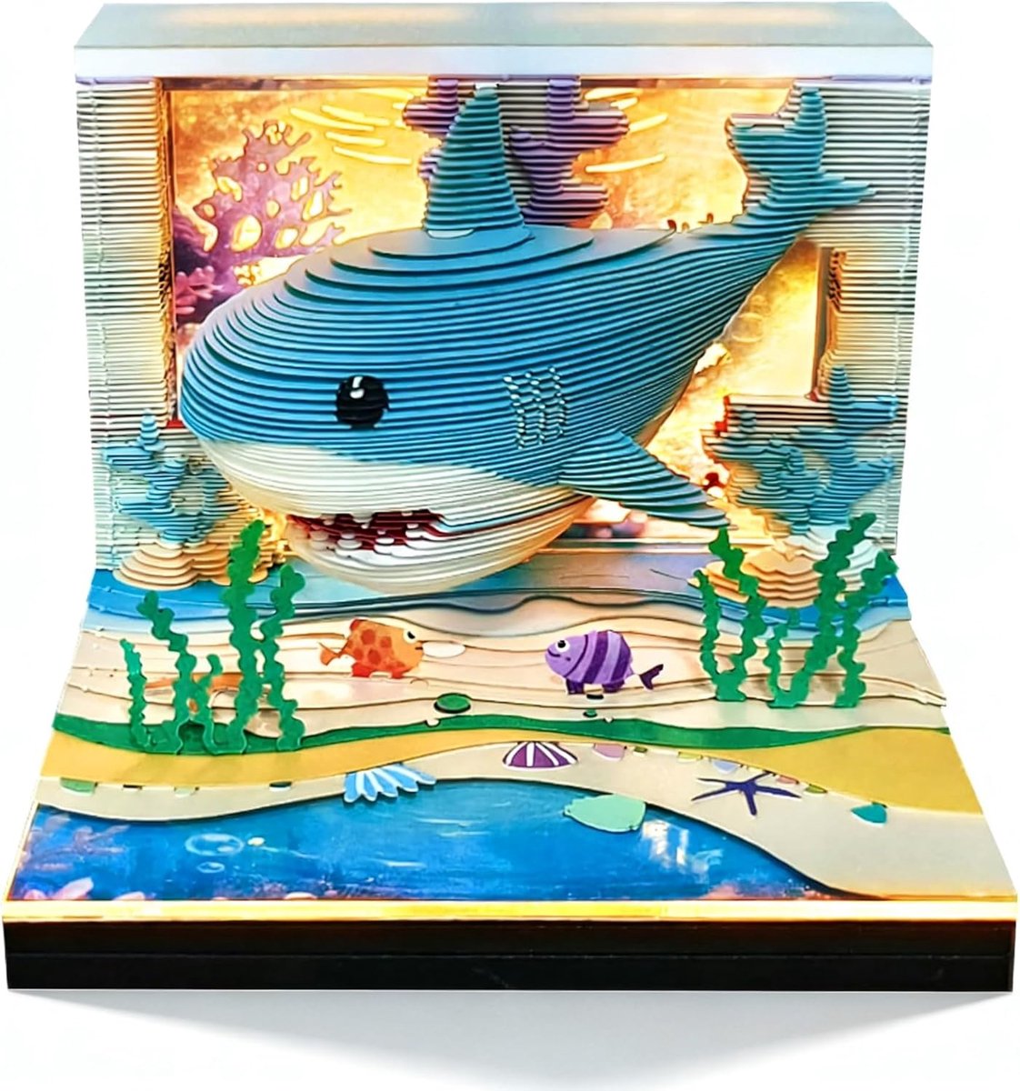 SnelShoppen - Creatieve 3D Kalender 2026 - Multifunctionele Memo Pad met Nachtlampje - Ocean Rip Away Notitieblaadjes - Hoogwaardige Papier Decoratie
