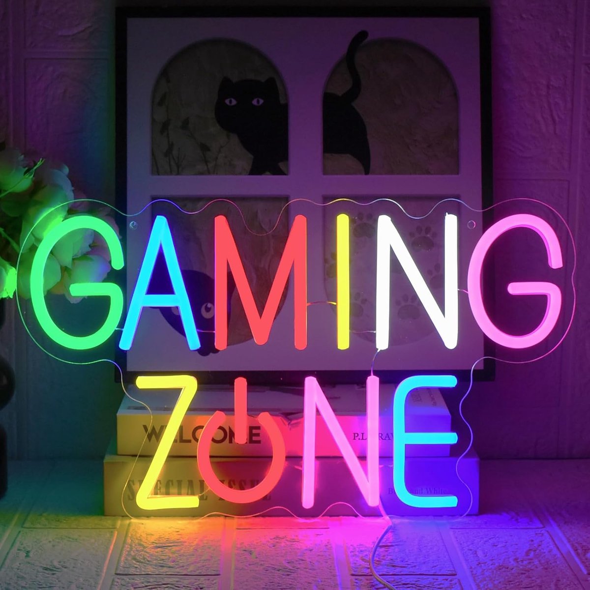 SnelShoppen - Gaming Zone Neon Sign - Kleurrijke LED Neon Verlichting - Dimbaar - USB Aansluiting - Perfect voor Gaming Room, Man Cave, Cadeau voor Jo