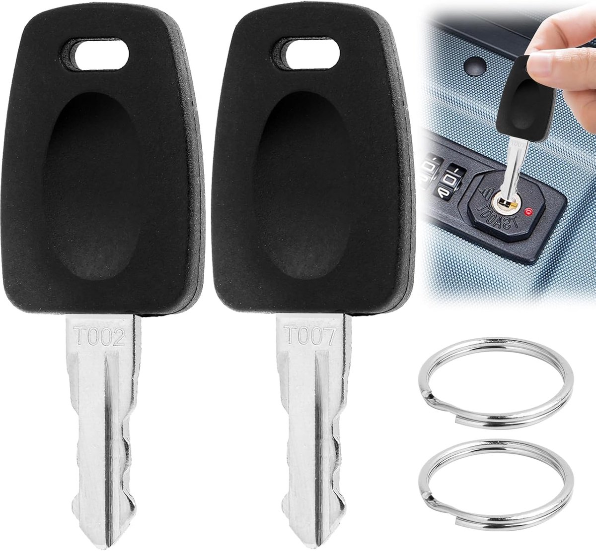 SnelShoppen - Universele Sleutel voor Bagage TSA002 & TSA007, 2 Stuks Multifunctionele Sleutelset met Sleutelhanger, Geschikt voor Koffers, Reiskoffer