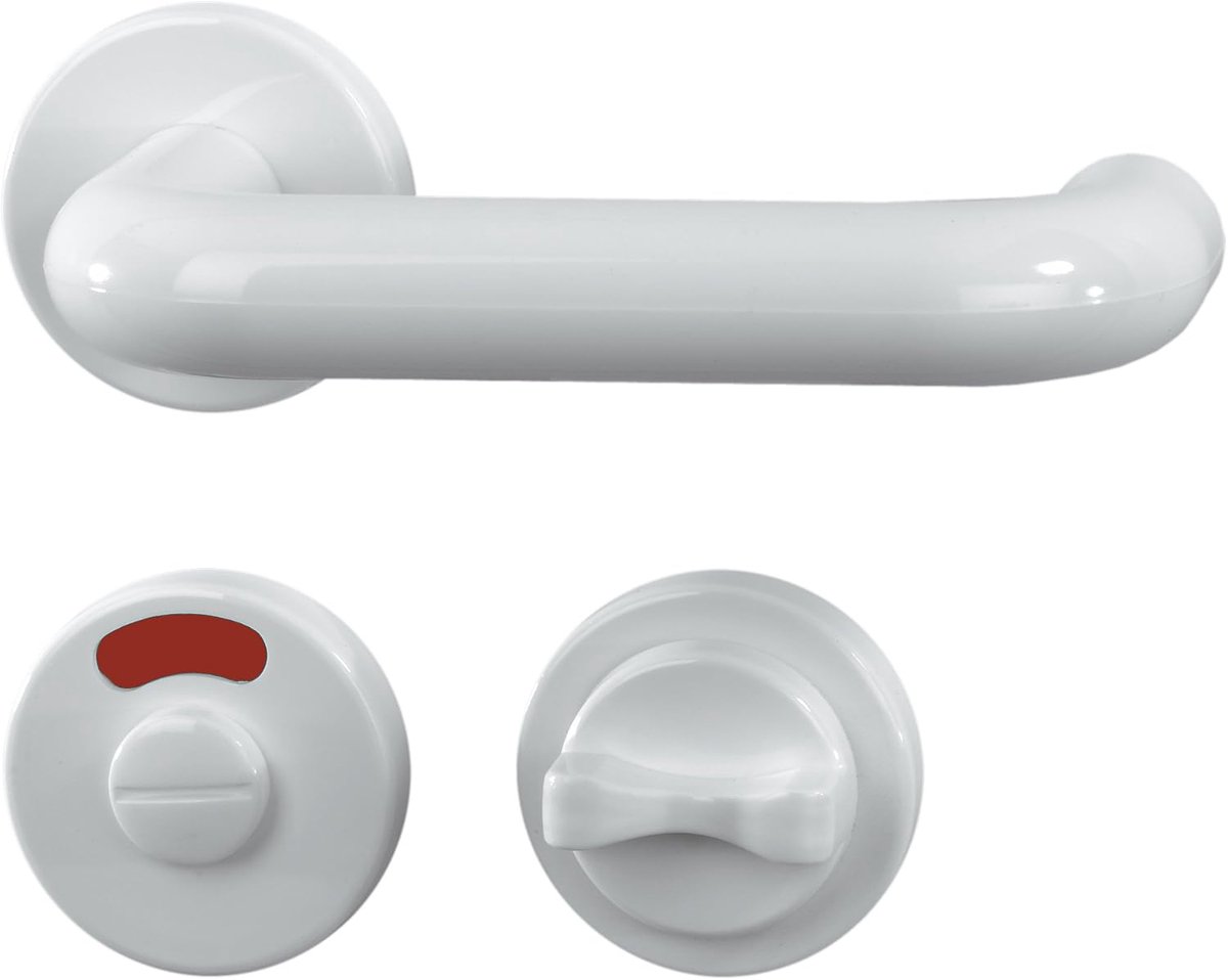 SnelShoppen - Complete Badkamer Set - Alpertec 40130220 Deur Fittingen - Witte Plastic Rosette Ø 55 mm - Inclusief Vergrendelingsslot en Montage Mater