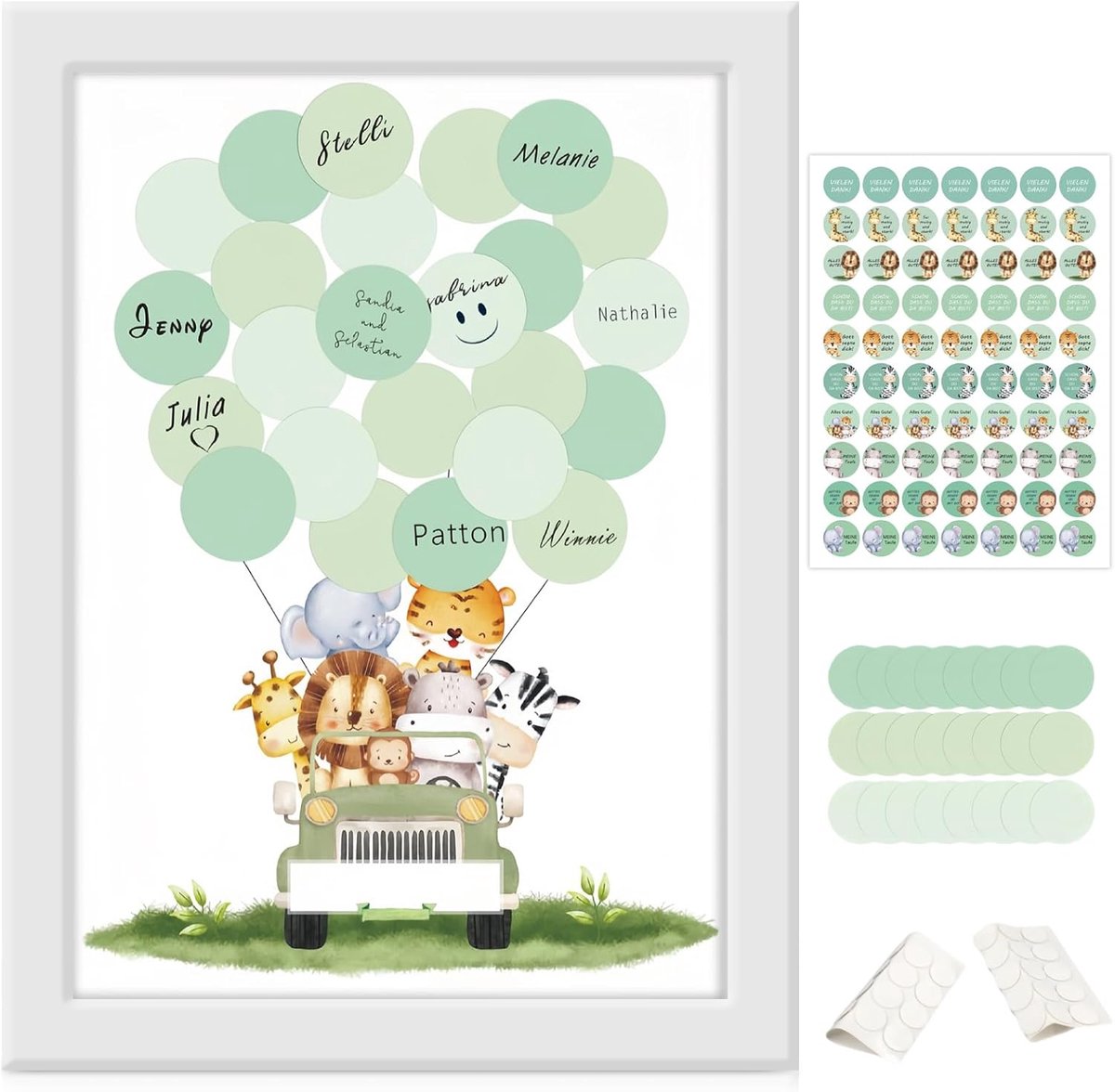 SnelShoppen - Baby Shower Guest Book met Witte Houten Lijst - Unieke Alternatieve Gastenboek - 21 x 29.7 cm - Wish Picture Frame voor Baby's - Decorat
