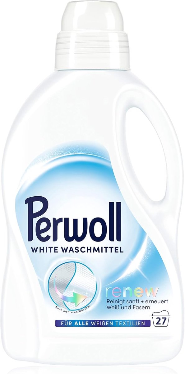 SnelShoppen - Perwoll White Wasmiddel voor Witte Textiel, Mild en Zorgvuldig, 27 Wasbeurten, Triple Renew Technologie voor Verzorging en Vernieuwing v