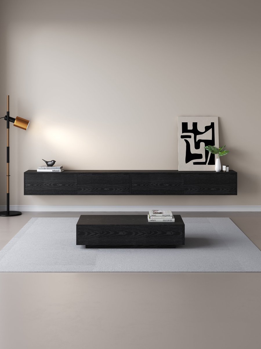 DECOMOR Chic TV Meubel 300cm – Zwart Eiken