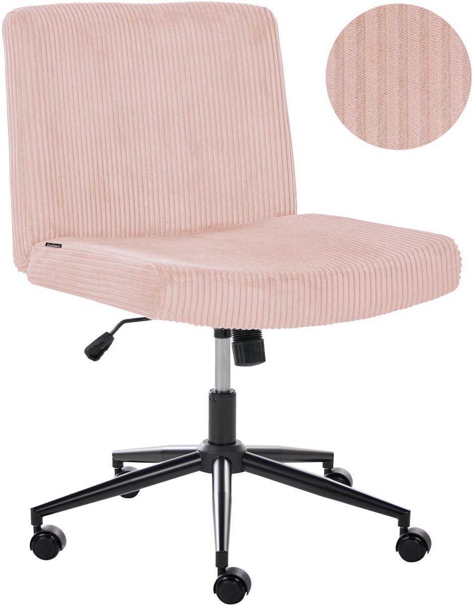 GEDDES - Bureaustoel - Pastelroze - Corduroy
