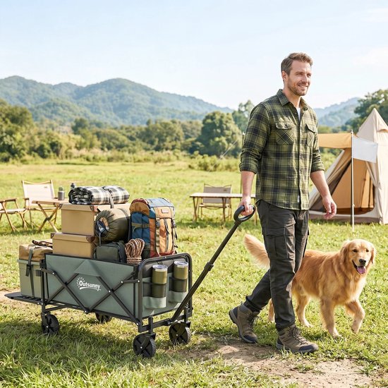 Emvae Bolderkar - Opvouwbare Bolderkar - Bolderwagen - 72L - 90 kg Draagvermogen - 76x48x65-92 cm - Groen — afbeelding 5