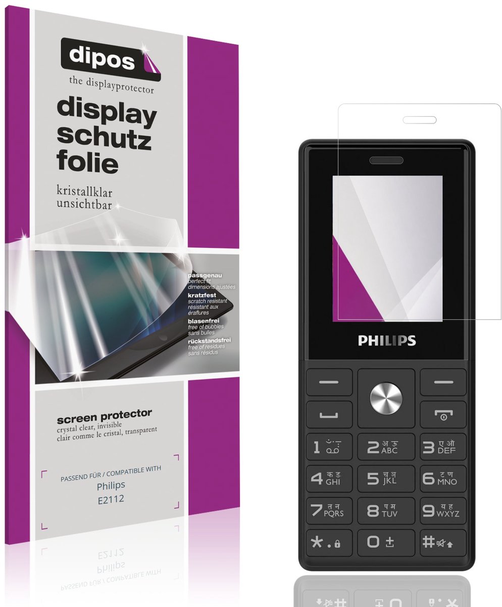 dipos – 4x Beschermfolie geschikt voor Philips E2112 | Krasbestendige & heldere Screenprotector Ultra-Thin