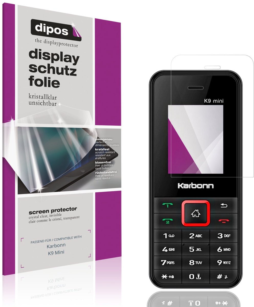 dipos – 4x Beschermfolie geschikt voor Karbonn K9 Mini | Krasbestendige & heldere Screenprotector Ultra-Thin
