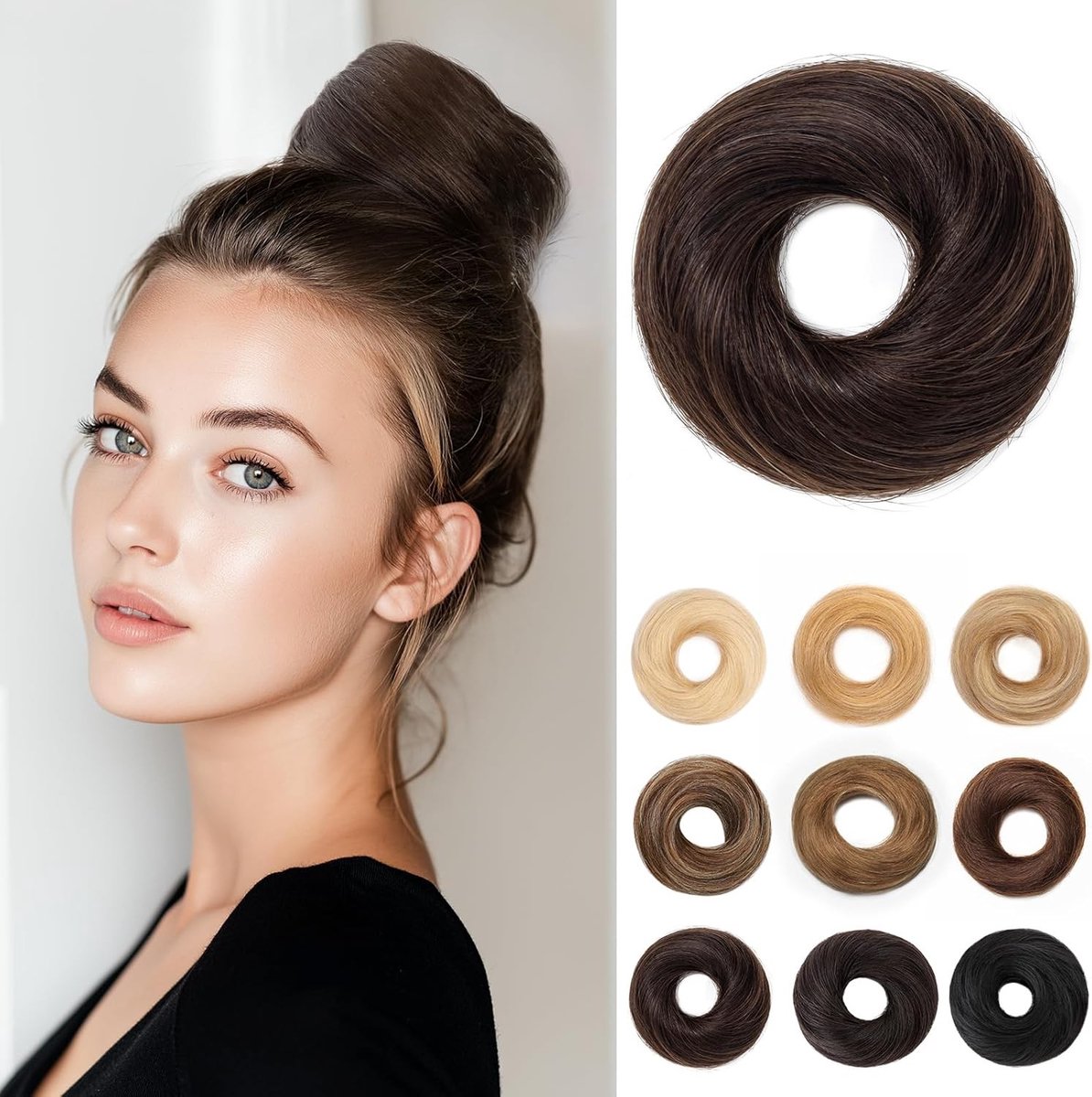 Haarstukje - Echt Haar - Rommelige Knot - Onzichtbare Randen - Voor Dames
