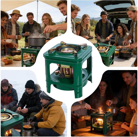 Campingfornuis - Picknickfornuis Buitenfornuis - Koken in de natuur - Winddichte verbranding - 21 x 21 x 22 cm - Zwart van Campingfornuis — afbeelding 5