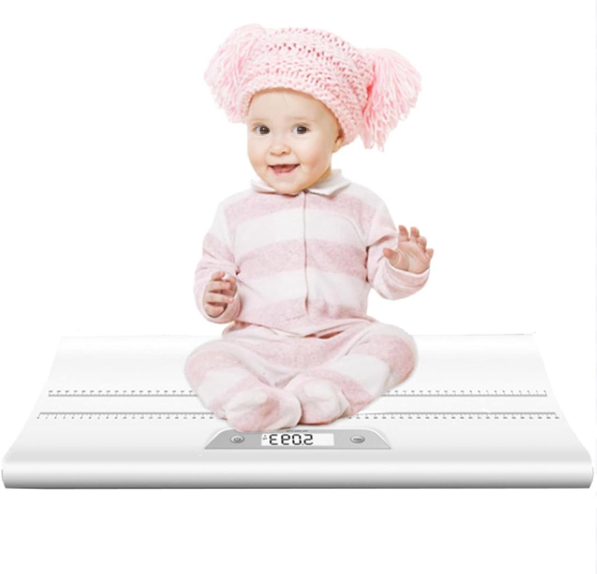 Babyweegschaal - Elektronische weegschaal - Baby wegen - Slimme vergrendeling - 63x30 cm - Wit
