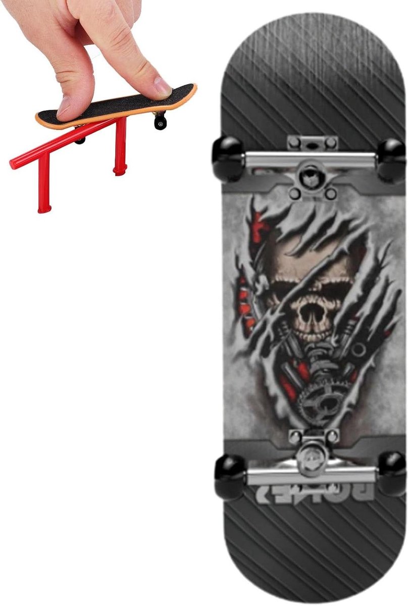 Mini Vingerboard Houten Skateboard Vinger Coördinatie Esdoorn Dek 99 Inch Skull